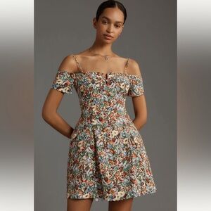 NWT Anthropologie Maeve Off-The-Shoulder Bow Mini Dress size X-small